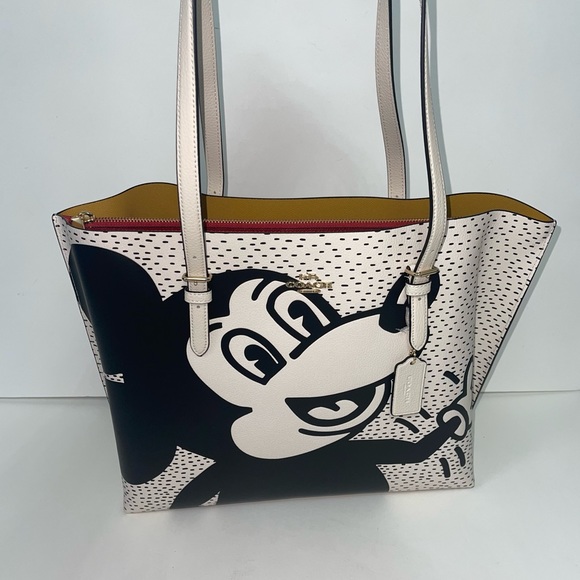 Coach Disney Mickey Mouse X Keith Haring Mollie Tote / Black, Gold & Chalk Multi - Picture 7 of 17
